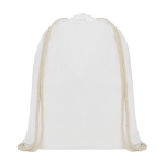 Sac cordon personnalisé coton 140 g/m2 résistant 5 kg Duo Cotton Pro couleur blanc deuxième vue frontale