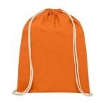 Sac cordon personnalisé coton 140 g/m2 résistant 5 kg Duo Cotton Pro couleur orange deuxième vue frontale