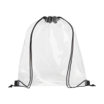 Sac cordon imprimé transparent avec cordons de couleur Transparent couleur noir deuxième vue frontale