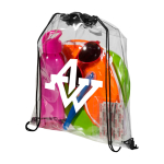 Sac cordon imprimé transparent avec cordons de couleur Transparent couleur noir vue impression sérigraphique