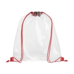 Sac cordon imprimé transparent avec cordons de couleur Transparent couleur rouge deuxième vue frontale