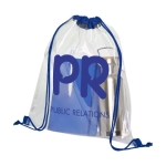 Sac cordon imprimé transparent avec cordons de couleur Transparent couleur bleu roi vue impression avec logo