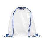 Sac cordon imprimé transparent avec cordons de couleur Transparent couleur bleu roi deuxième vue frontale