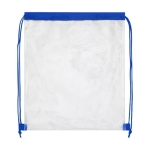 Sac cordon imprimé transparent avec cordons de couleur Transparent couleur bleu roi troisième vue frontale