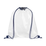 Sac cordon imprimé transparent avec cordons de couleur Transparent couleur bleu marine deuxième vue frontale