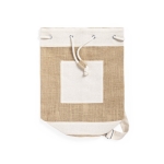 Sac polochon personnalisé en jute et coton au design naturel Nature couleur beige première vue