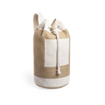 Sac polochon personnalisé en jute et coton au design naturel Nature couleur beige deuxième vue