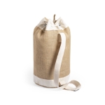 Sac polochon personnalisé en jute et coton au design naturel Nature couleur beige troisième vue