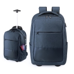 Sac à dos à roulettes pour ordinateur de 15´´ en polyester USB Genius couleur bleu marine neuvième vue