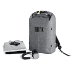 Sac à dos avec tissu anti-coupure de haute qualité et RFID Urban couleur gris deuxième vue avec logo