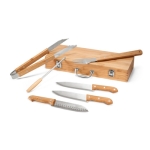 Kit d'ustensiles pour barbecue avec mallette en bambou Grill couleur naturel