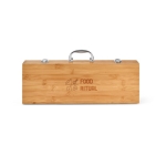 Kit d'ustensiles pour barbecue avec mallette en bambou Grill couleur naturel image avec logo 2