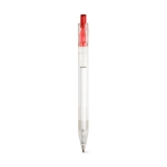 Stylo transparents avec bouton-poussoir coloré et encre noire RPET couleur rouge première vue