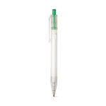 Stylo transparents avec bouton-poussoir coloré et encre noire RPET couleur vert