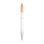 Stylo transparents avec bouton-poussoir coloré et encre noire RPET couleur orange première vue