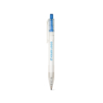 Stylo transparents avec bouton-poussoir coloré et encre noire RPET avec zone d'impression