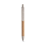 Stylo écologique personnalisable avec encre bleue en fibre de paille couleur naturel première vue
