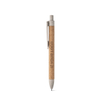 Stylo écologique personnalisable avec encre bleue en fibre de paille avec zone d'impression