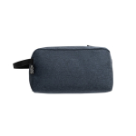 Trousse de toilette recyclée avec poche et poignée RPET Urban couleur bleu deuxième vue