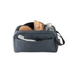 Trousse de toilette recyclée avec poche et poignée RPET Urban couleur bleu troisième vue