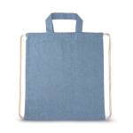 Sac/sac à dos en coton recyclé avec fermeture éclair 140 g/m2 Vintage couleur bleu première vue