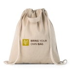 Sac/sac à dos en coton recyclé avec fermeture éclair 140 g/m2 Vintage couleur naturel image avec logo
