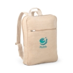 Sac à dos personnalisé pas cher en juco 275 g/m2 avec poche avant Juco couleur naturel image avec logo