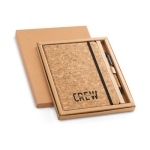 Kit de carnet gravé et stylo en liège A5 avec des pages lignées Cork couleur naturel image avec logo 6