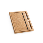 Kit de carnet gravé et stylo en liège A5 avec des pages lignées Cork couleur naturel