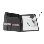 Conférencier recyclé á élastiques et plusieurs pochettes Folder RPET couleur noir quatrième vue