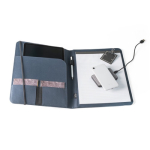 Conférencier recyclé á élastiques et plusieurs pochettes Folder RPET couleur bleu quatrième vue