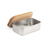Lunch box hermétique en acier avec couvercle en bambou 800ml Scandi couleur argenté troisième vue