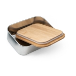 Lunch box hermétique en acier avec couvercle en bambou 800ml Scandi couleur argenté quatrième vue
