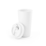 Grands mugs take away en plastique à double paroi de 500ml Large couleur blanc troisième vue