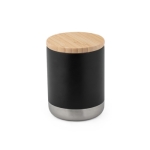 Mug isotherme en acier robuste avec couvercle en bambou 370ml Scandi couleur noir