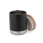Mug isotherme en acier robuste avec couvercle en bambou 370ml Scandi couleur noir troisième vue
