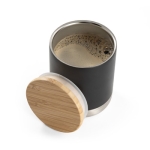 Mug isotherme en acier robuste avec couvercle en bambou 370ml Scandi couleur noir cinquième vue