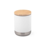 Mug isotherme en acier robuste avec couvercle en bambou 370ml Scandi couleur blanc