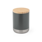 Mug isotherme en acier robuste avec couvercle en bambou 370ml Scandi couleur gris foncé