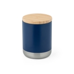 Mug isotherme en acier robuste avec couvercle en bambou 370ml Scandi couleur bleu marine