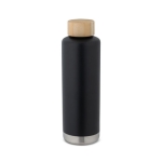 Gourde inox avec couvercle en bambou et bande métal 640 ml Ultimate couleur noir