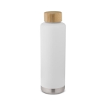 Gourde inox avec couvercle en bambou et bande métal 640 ml Ultimate couleur blanc