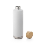 Gourde inox avec couvercle en bambou et bande métal 640 ml Ultimate couleur blanc troisième vue