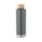 Gourde inox avec couvercle en bambou et bande métal 640 ml Ultimate couleur gris foncé
