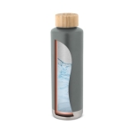 Gourde inox avec couvercle en bambou et bande métal 640 ml Ultimate couleur gris foncé quatrième vue