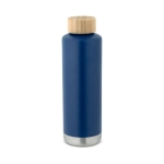 Gourde inox avec couvercle en bambou et bande métal 640 ml Ultimate couleur bleu marine