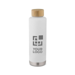 Gourde inox avec couvercle en bambou et bande métal 640 ml Ultimate avec zone d'impression