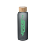 Bouteille en verre avec finition mate et bouchon en bambou 500 ml. couleur noir image avec logo