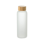 Bouteille en verre avec finition mate et bouchon en bambou 500 ml. couleur blanc