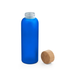 Bouteille en verre avec finition mate et bouchon en bambou 500 ml. couleur bleu roi troisième vue